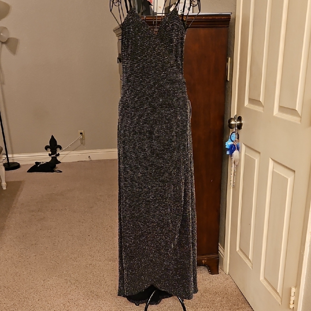 Lulu's Shimmering Black Maxi Dress Wrap Around Dress